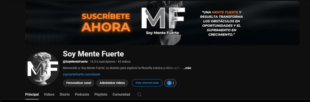 Canal de Youtube Soy Mente Fuerte